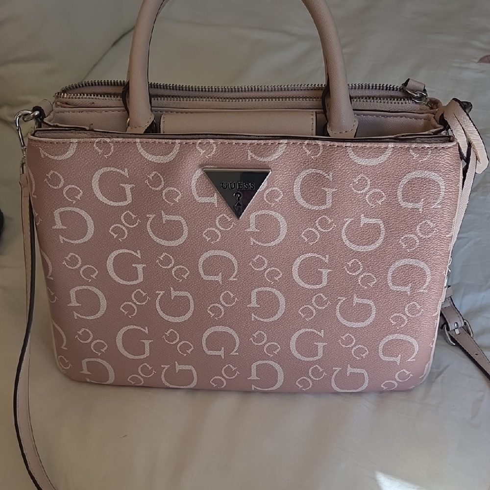 GUESS Blush Pink Logo Satchel with Detachable Strap